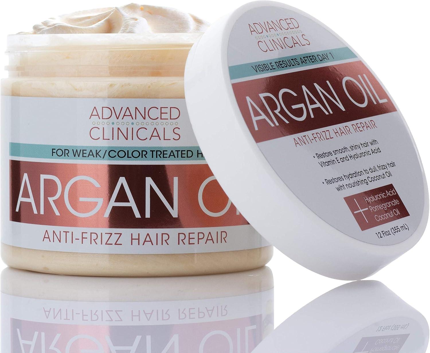 ADVANCED CLINICALS Argan Oil Anti Frizz Hair Repair Mask - 340g