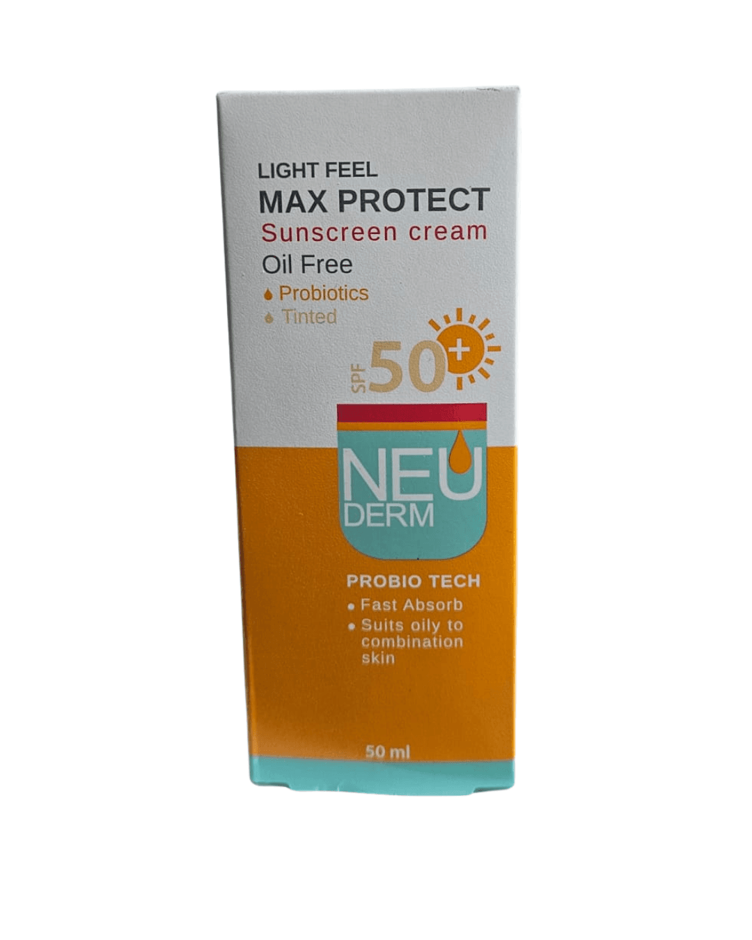 Neuderm Max Protect Sunscreen Cream Probiotics - Tinted - Oily to Combination Skin - 50ml