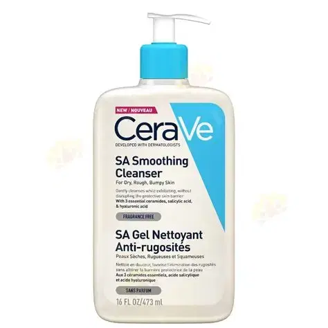 CeraVe SA Smoothing Cleanser For Dry, Rough, And Bumpy Skin With Salicylic Acid -  - 473 ml فرنسي مكتب