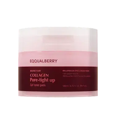 EQQUALBERRY Collagen Pore-Tight Up Gel Toner Pads - 140ml | 60pads