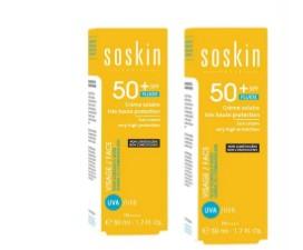 soskin Sun Cream Very High Protection SPF50+ Fluide -  1+1 Free - 50ml