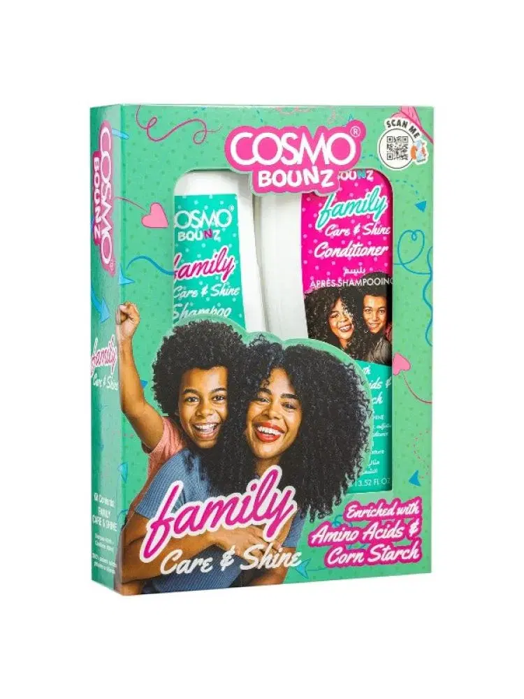 cosmo Bounz Family Care & Shine Hair Care Set Shampoo Conditioner for All Hair Types – 2 × 400ml