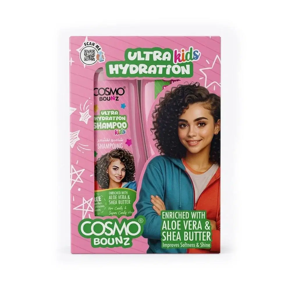cosmo Bounz Ultra Hydration Shampoo + Conditioner Set for Curly Hair for Kids - 2 x 400ml