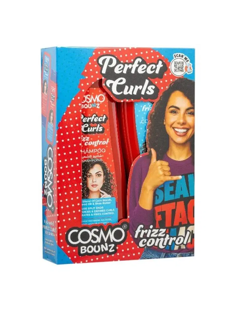 cosmo Bounz Perfect Curls Shampoo + Conditioner Kit for Frizz Control - 2 x 400 ml