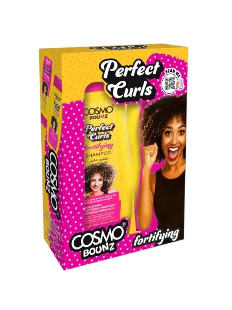 cosmo Bounz Perfect Curls Fortifying Shampoo + Conditioner Set for Weak and Brittle Curly Hair - 2 x 400ml