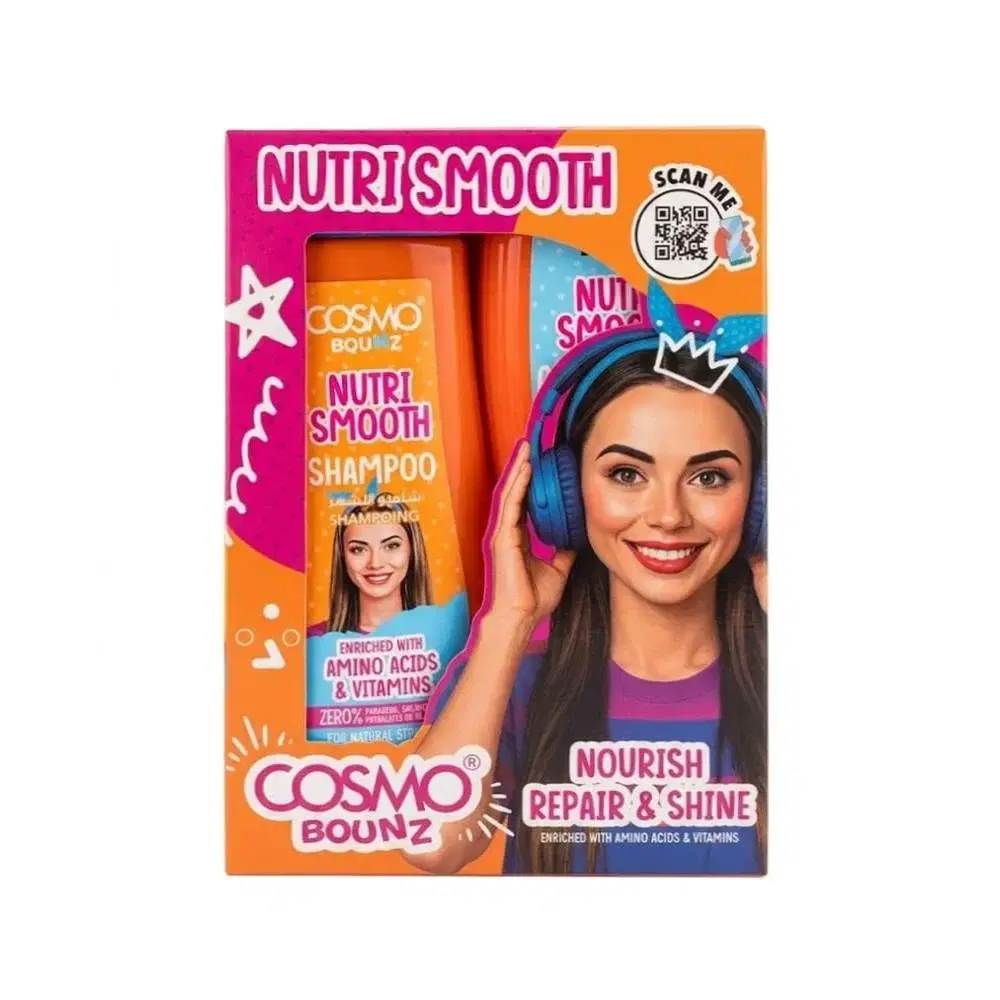 cosmo Bounz Nutri Smooth Shampoo & Conditioner Kit for Naturally Smooth Hair - 2 x 400ml