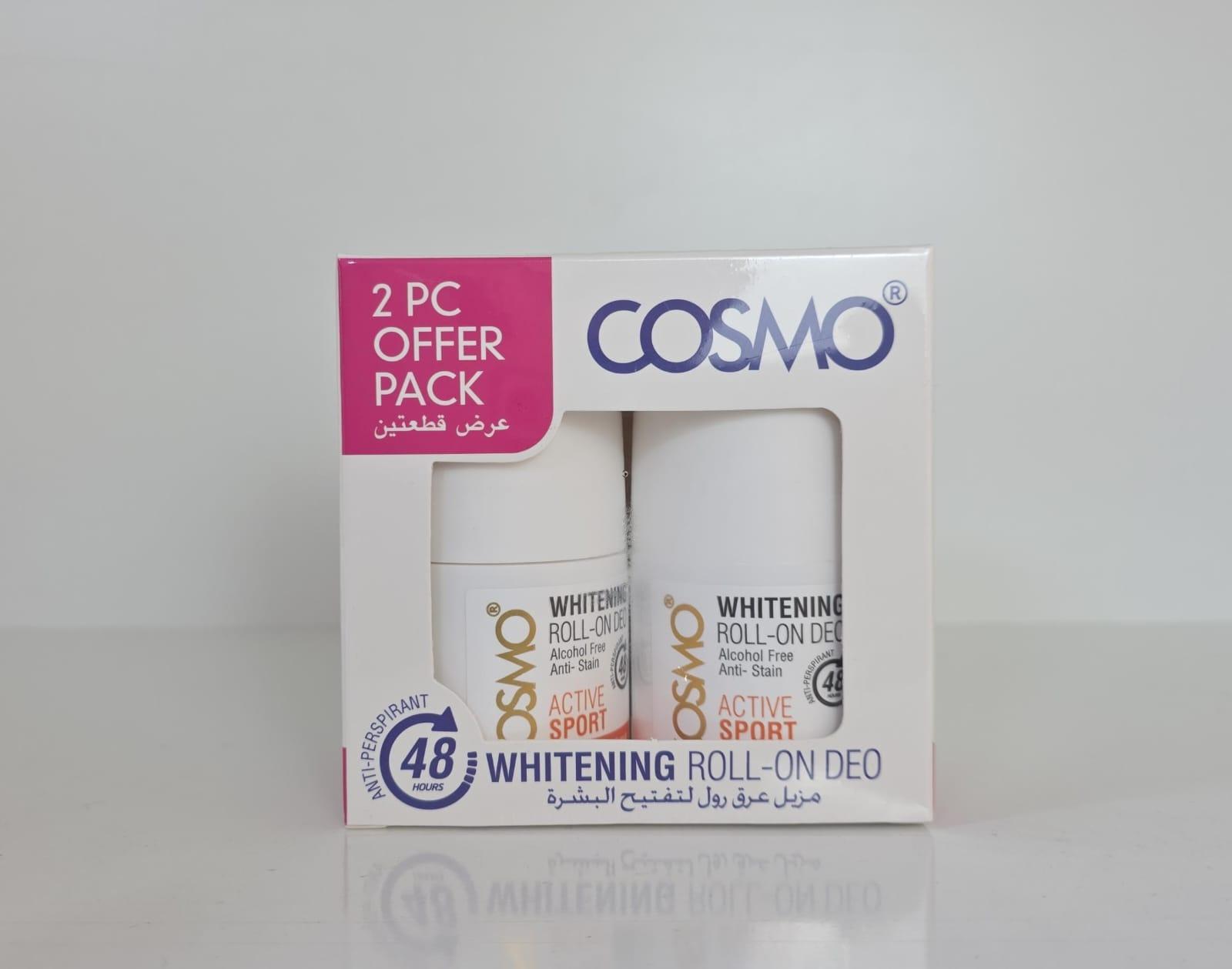 COSMO Whitening Roll-On Deo - Active Sport - 2Pc Offer Pack