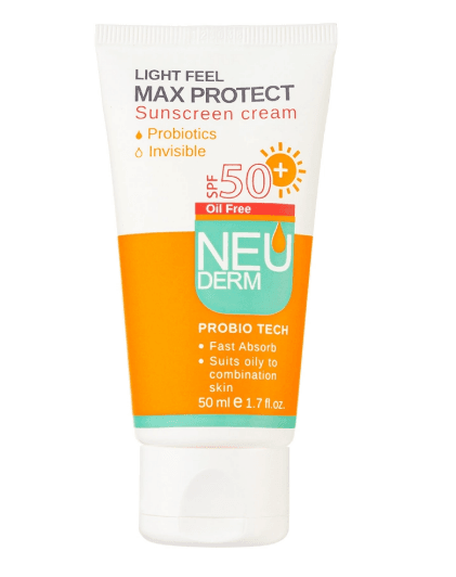 Neuderm Max Protect Sunscreen Cream Probiotics - Invisible - Oily to Combination Skin - 50ml