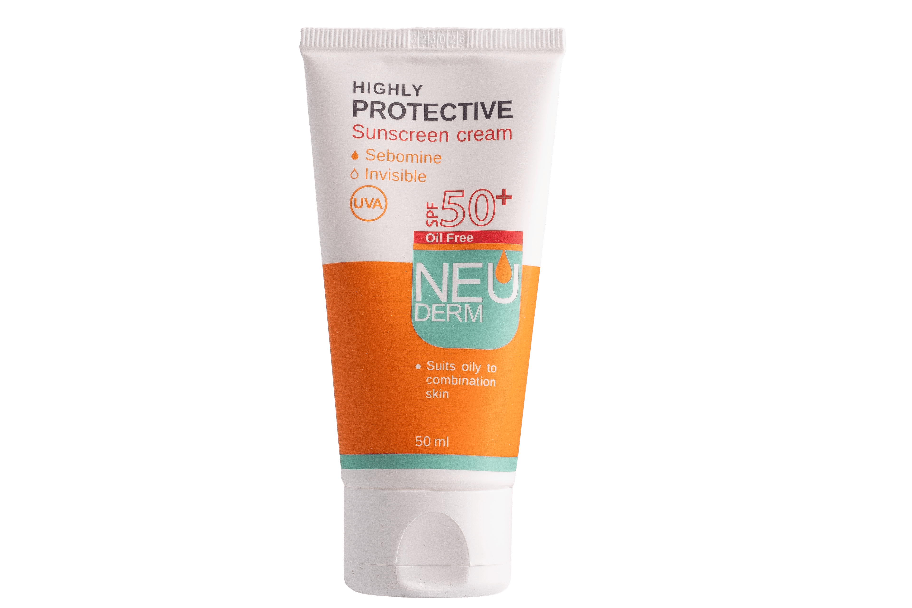 NEUDERM Invisible Sunscreen Cream SPF50 Oil-Free for Oily To Combination Skin-50ml