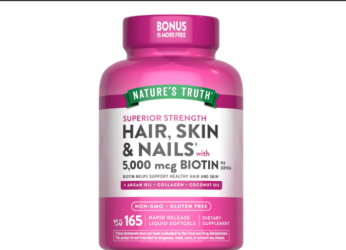 NATURE'S TRUTH Hair & Skin & Nails With 5000 mcg Biotin - 165 Softgels